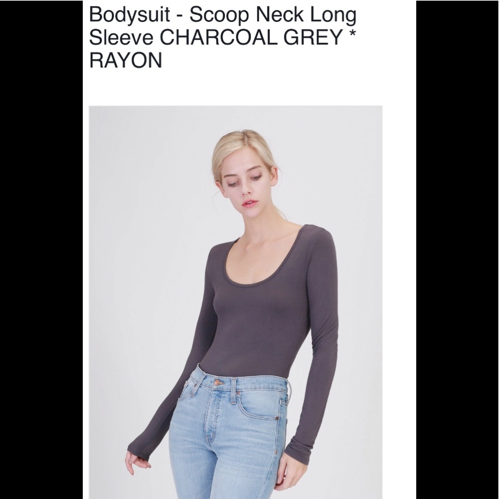 Bodysuit Charcoal / grey  / scoop neck / large